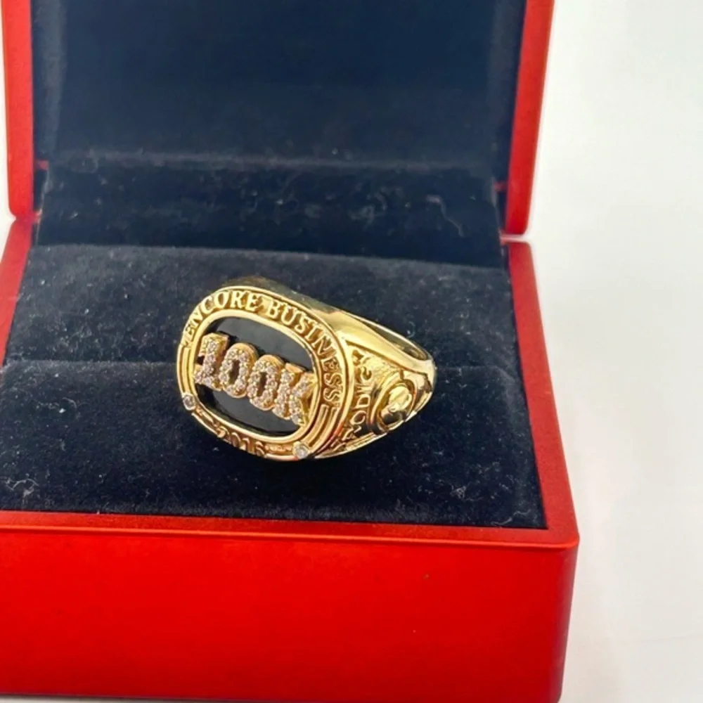 .4 Ct 10K Yellow Gold “100K Encore Business 2016” Championship Style Ring Sz 8